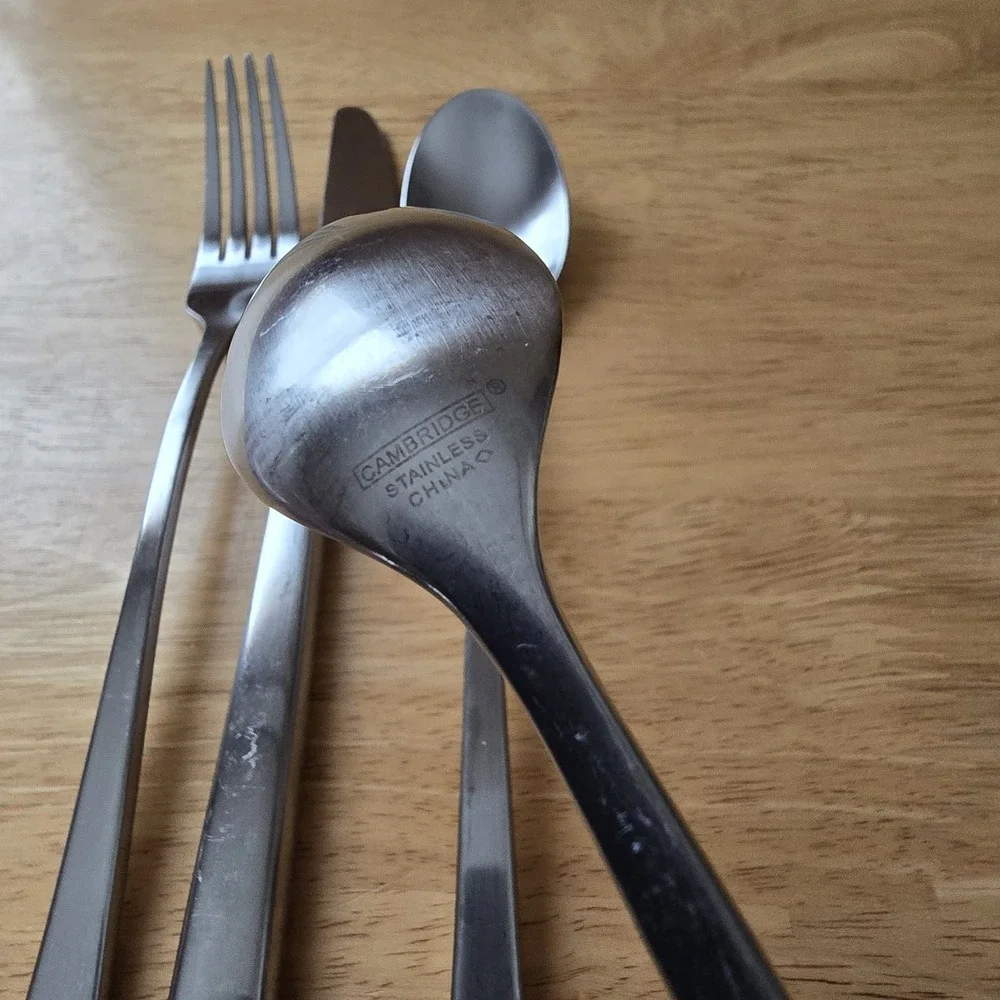 Cambridge Stainless Flatware 4 Pc Place Setting Satin Tapered Handle